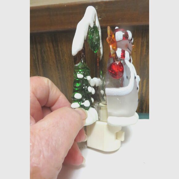Vintage Plug-In Glitter Christmas Snowman Night Light Preowned - Picture 2 of 2